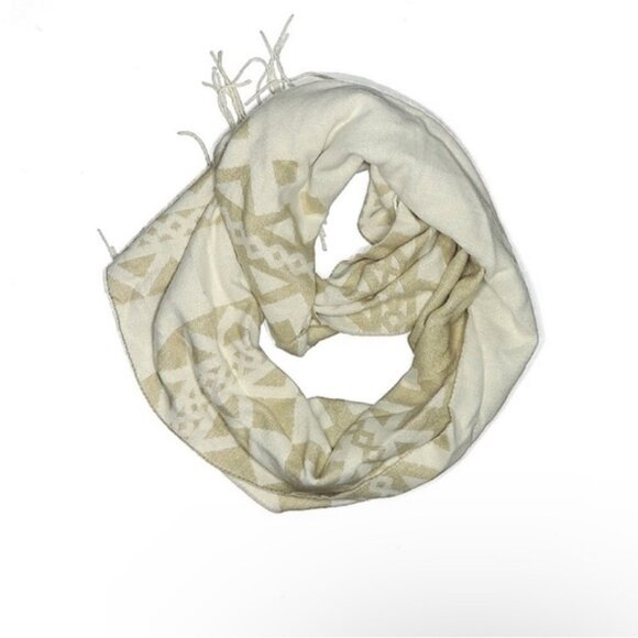 Calvin Klein Striped Fair Isle Blanket Scarf Soft Acrylic Scarf Beige Fringed - Picture 1 of 9